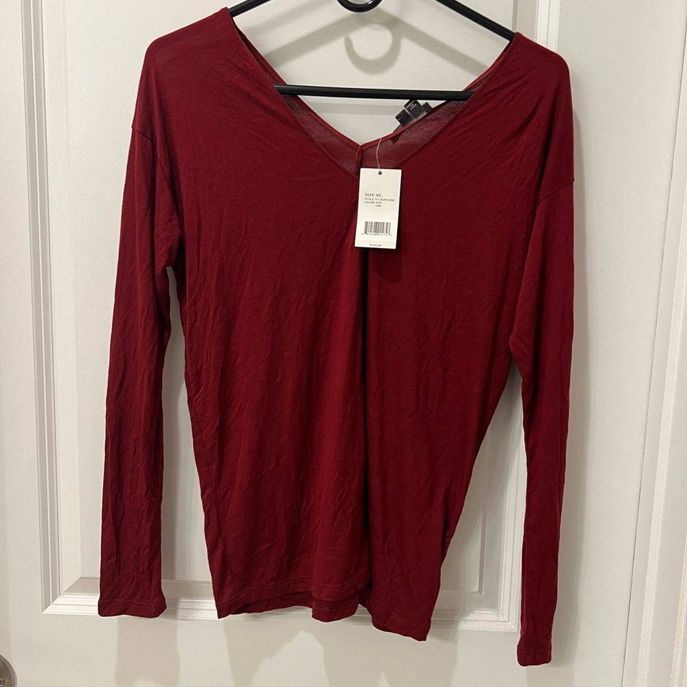 NWT Vince burgundy/red shirt in XS. Retail $125.
